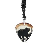 Bear Silhouette Guitar Pick Necklace Exquisite Titanium Steel Personalized Necklaces Cool Pendant Necklaces Fashion Guitar Pick Holder Necklace Unique Gifts for Adult