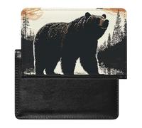 Bear Silhouette Passport Holder Cover Passport Cover Protector Essentials with Credit Card Slots Slim Travel Wallet Covers Documents Organizer Protector for Man&Women