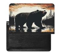 Bear Silhouette Passport Holder Passport Wallet Document Organizer Protector PU Leather Card Slot Travel Accessories