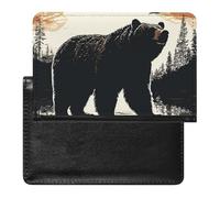 Bear Silhouette Passport Holder & Travel Wallet Passport Cover Protector Essentials with Credit Card Slots