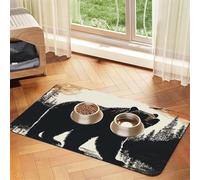 Bear Silhouette Pet Feeding Mat Absorbent Pu Leather Dog Cat Food Mats Contain Spills Protects Floors, Anti-Slip Rubber Backing Dog Bowl Mats Easy Clean Pet Placemats 30x45cm