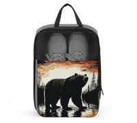 Bear Silhouette Shoe Bags Foldable Breathable Portable Shoe Puches Organizer Stylish Expandable Packing Travel Shoes Bags for Sneakers Gym Luggage Closet