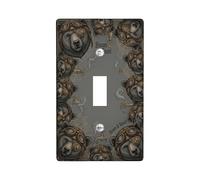 Bear Single Light Switch Cover Plate, Steampunk Vintage Goggles Steam None Gray Plastic Standard Size Wall Switch Plates Accents for Bedroom Bathroom Kitchen Entrance Decor (Single)
