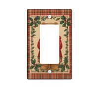 Bear Single Rocker Light Switch Cover, Christmas Fanciful Holly Candy Cane Xmas Red Plastic Standard Size Accents Wall Switch Plates for Home Living Room New Apartment Decor