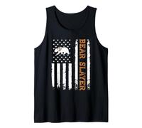Bear Slayer US Flag Outdoors Adventure Bear Hunting Tank Top