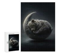 Bear Sleeping on The Moon, 300 PCS Adult Tabletop Puzzle, Holiday-Season Gift, with A Decorative Finished Picture