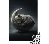 Bear Sleeping on The Moon Jigsaw Puzzle for Adults, 1000 Pieces, 52x38cm/1000pcs, Fresh Winter Hobby, Relaxing Home Time And January Evenings