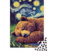Bear Sleeping Under Starry Night_2 Puzzle Game 1000 Pieces, Bear Themed Animal Jigsaw, Gift for Adults And Families, 52x38cm/1000pcs