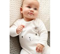 Bear Sleepsuit in Velour, for Babies ecru