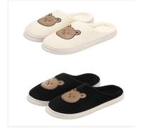 Bear Slippers Adult Womens Cute Slippers Black White Sliders For Couple Unisex Home Sliders Soft Animal Slides Lovely Pattern House Slides Slip On Soft Sole Slipper Warm Indoor Slider