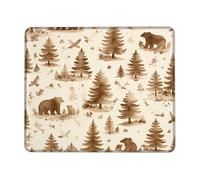 Bear Small Mouse Pad, Nature Rustic Tree Eagle Fall Brown Square Rubber Washable Portable Cloth Mousepad Desk Decor for Office Home Dorm Laptop Square 8x10 Inch