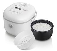 Bear Small Rice Cooker, 4 Cup 2L Multifunctional with Steamer, White | Non-Stick Pot, Removable Lid, Smart Control, 7-Step Cooking; 6-in-1: Rice, Porridge, Soup, Steam, Keep Warm; Compact