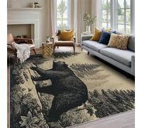 Bear Small Rugs 50x80cm, Rustic Hunting Rug, Anti Slip Rubber Area Rugs, Washable Soft Short Pile, Bedroom Decor Carpet, Patterned Home Decor A(2875)