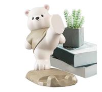 Bear Smartphone Holder, Anti-Slip Resin Bear Decoration, Movable with Joints - Cell Phone Holder - For Gym, Office, Home, Outdoors, Travel, Blogging, Photographing, Video Calling, Recording, Live