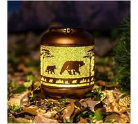 Bear Solar Lanterns Outdoor Waterproof,Hanging Solar Lights Bear Gifts for Women Men Metal LED Decorative Light for Yard,Patio,Lawn,Tabletop,Pathway,Landscape,Garden Decor