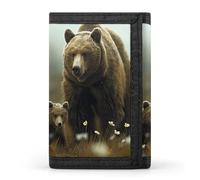 Bear Sow Near Moraine Creek Katmais National Park Trifold Wallet Slim Wallets with ID Window Credit Card Pockets for Men Women