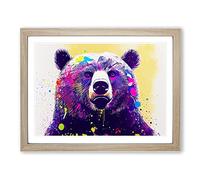 Bear Splash Vol.1 Abstract H1022 Framed Print for Living Room Bedroom Home Office Décor, Wall Art Picture Ready to Hang, Oak A2 Frame (64 x 46 cm)