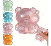 Bear Squishy Toys, Stress Bear Squishy Ball Cute Glitter Animals Squishies Fidget Toy for Anxiety Relief, Bears Squishies Toy for Students and Adults Creative Party Filler Gift (Light Pink)