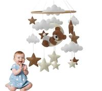 Bear & Star Cloud Hanging Mobile, Soft Felt Crib Wind Chime, Soothing Nursery Decor for Crib Bassinet Pram, Newborn Baby Shower Gift for Boys Girls (A)