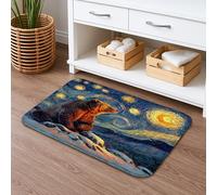 Bear Starry Night Bath Mat, Artistic Wilderness Design Absorbent Non Slip Shower Rug, Cozy Memory Foam Washable Bathroom Decor 20x32 Inch