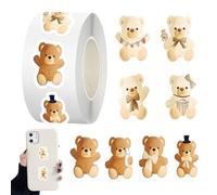 Bear Stickers - Coated Paper, Strong Adhesive Sticker Roll | Cute Bear Theme Fade Resistant Decorative Decals, Cartoon Sticker Set Po