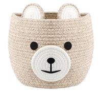 Bear Storage Basket Cotton Rope Babies Basket 27×27×22cm Large Capacity Laundry Baskets Baby Baskets for Nursery Foldable Storage Container with Built in Handle for Kids Baby Nursery Decor