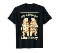 Bear Stuck Together Like Honey Funny Christmas Couples Value Graphic T-Shirt