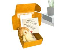 Bear Stuffed Animal, Handmade Little Plush Bear in Box, Handmade Cute Pet Buddy with Inspirational Card Positive Home Decor for Women Men Kids