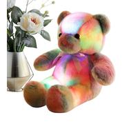 Bear Stuffed Animal | Portable Gentle Soft Toy with LED Rainbow Lights - Cute Bear Plush With Light | for Family Friends Boy Girl Colleagues Birthday Festival Home Travel New Year Bedroom