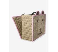 Bear suitcase in pink paper rope for children RICE rose