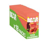 BEAR Super Sour Strawberry & Apple Yoyos - Dried Fruit Rolls - Healthy - Vegan - 20g (18 packs)