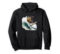 Bear Surfing On A Wave Mastering The Surf Pullover Hoodie