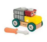 Janod - My First Construction Game - Bear DIY Car - 25 Elements - Pretend Play - Develops Dexterity & Creativity - 24 Months + - J06458