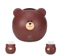 Bear Tissue Box Cover, Cute Tissue Holder Round Bear Head Shape Cartoon Tissue Box Facial Dispenser Toilet Paper Holder Toilet Paper Container(Brown)