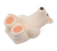 Bear Toothbrush Wall Holder, Silicone Bathroom Sucker Rack | Cute Polar Bear Design, Beige Finish, Quick Air Drying, Universal Fit for Tile Walls and Sinks