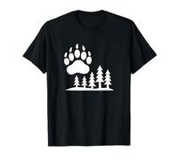 Bear Track Over Pines Minimalist Forest Wilderness Design T-Shirt