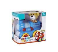 Bear Train Cartoon Series Light-Up Toy Locomotive with Teddy Driver, Plastic, Battery Powered, Ages 3+ (Blue)