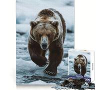Bear Walking On Icy River 1000 Piece Jigsaw Puzzles for Adults Teenagers Mental Focus Quiet Enjoyment Flawless Cut (38x26cm)