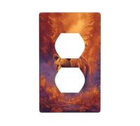 Bear Walking Through Fiery Forest Outlet Cover Light Switch Cover Decorative 1 Gang Wall Plate for Kitchen Room Bathroom Size 7x11.4cm