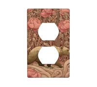 Bear Walking Through The Forest Rose Beige Outlet Cover Light Switch Cover Decorative 1 Gang Wall Plate for Kitchen Room Bathroom Size 7x11.4cm