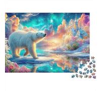 Bear Walks On Ice Near Castle 1000Pc Jigsaw Puzzle Polar Bear Pattern Ideal for Family Fun, Adults & Kids 52x38cm/1000pcs
