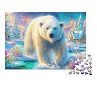 Bear Walks Through Snowy Village 1000 Piece Jigsaw Puzzle Polar Bear Pattern Great Gift for Boys, Girls, Men & Women 38x26cm/1000pcs