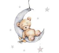 Bear Wall Sticker Bear Sleeping on The Moon Nursery Sticker Decal Wall Art for Kids Room DecorBears Wall Stickers Nursery Wall Decals Cute Bears Wall Decals Decorative Wall Stickers