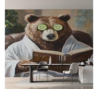 Bear Wallpaper, Funny Animal Wildlife Wallpaper, Wall Mural for Living Room Bedroom, Home Decor, Photo Wall Paper, 315 x 215 cm 0P-96