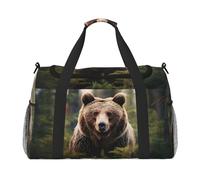 Bear Wallpapers print Carry on Luggage for Women Men Shoulder Weekender Crossbody Bag for Yoga Travel Must Haves, Black, One Size