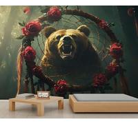 Bear Wallpapers Red Rose Flower Wallpaper Murals for Walls Feather Girls Wallpaper Forest Living Room Wall Paper for Bedroom Art 500X300cm