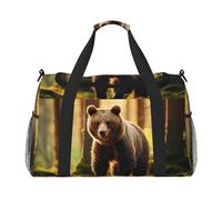Bear Wallpapers1 print Carry on Luggage for Women Men Shoulder Weekender Crossbody Bag for Yoga Travel Must Haves, Black, One Size