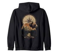 Bear Wanderer Not All Wander Lost Design Zip Hoodie