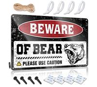 Bear Warning Square Wall Signs | Men Cave Decor Vintage Style Designer Mount Decoration Easy Hang(20X30CM)