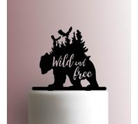 Bear Wild and Free - Acrylic Cake Topper 6 Inch Width/Brown